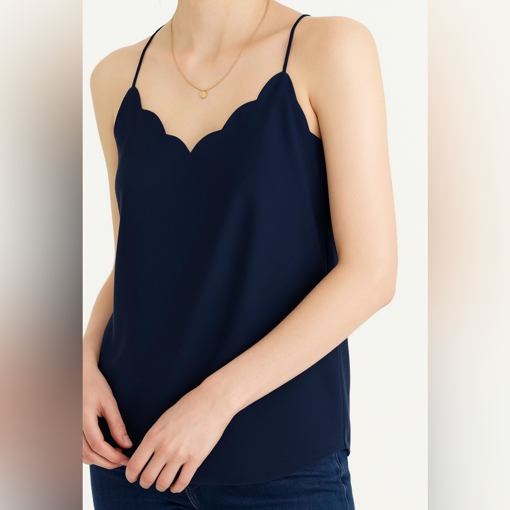 ✨ J. Crew Navy Blue Scalloped Tank